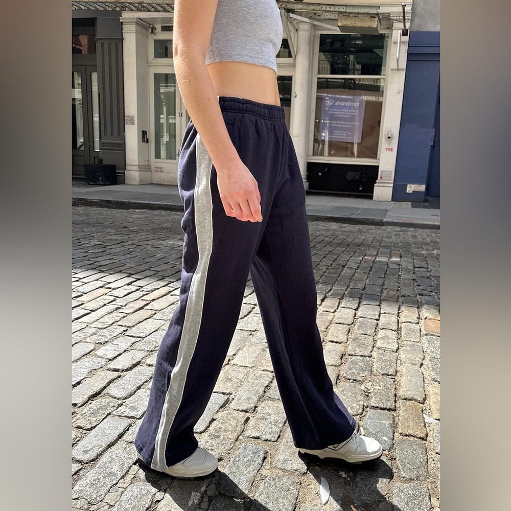 Brandy Melville navy and grey striped sweatpants